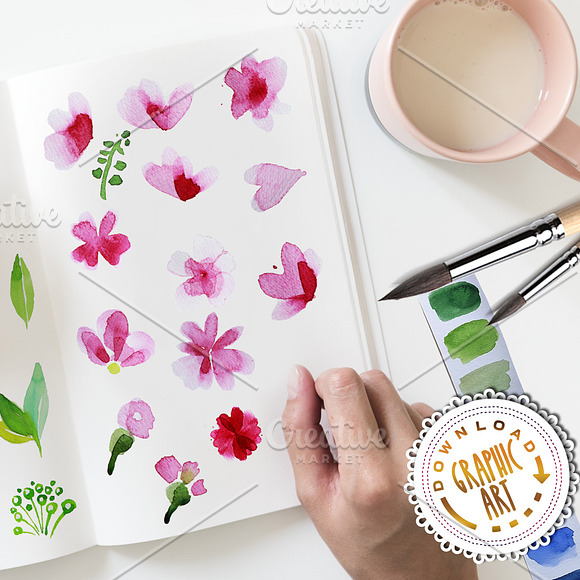 Cherry Blossom Watercolor Clipart in Illustrations - product preview 1