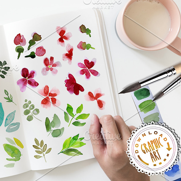 Cherry Blossom Watercolor Clipart in Illustrations - product preview 2