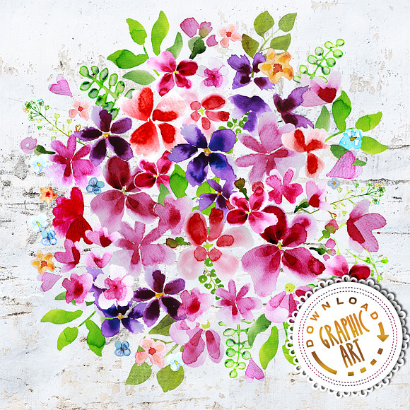 Cherry Blossom Watercolor Clipart in Illustrations - product preview 5
