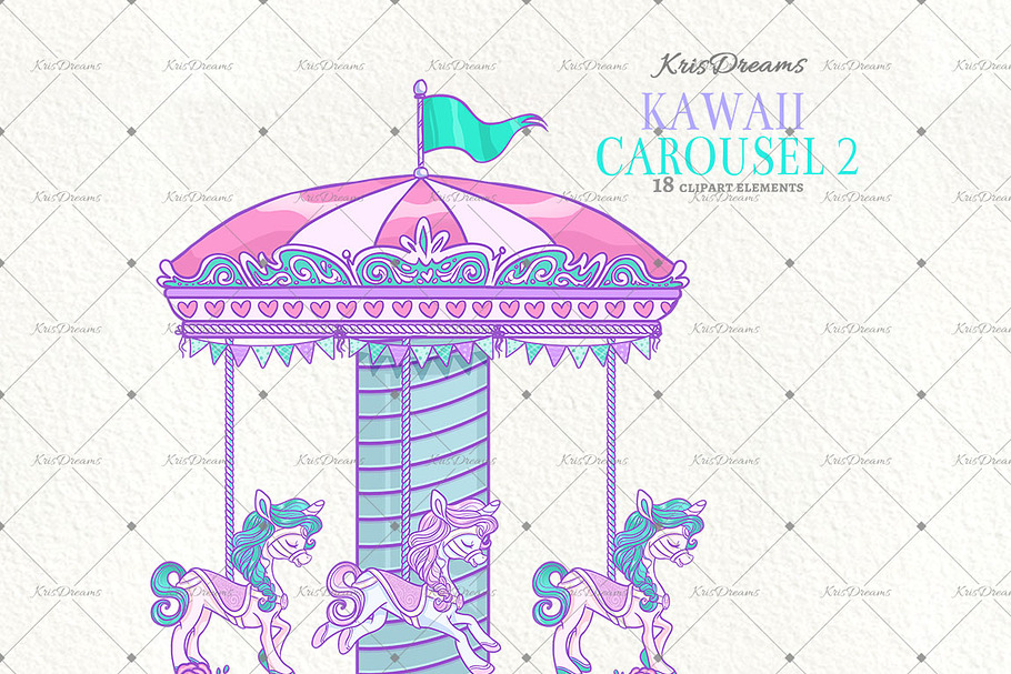 Kawaii Carousel Clipart