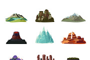 Colorful Mountains Icons Set
