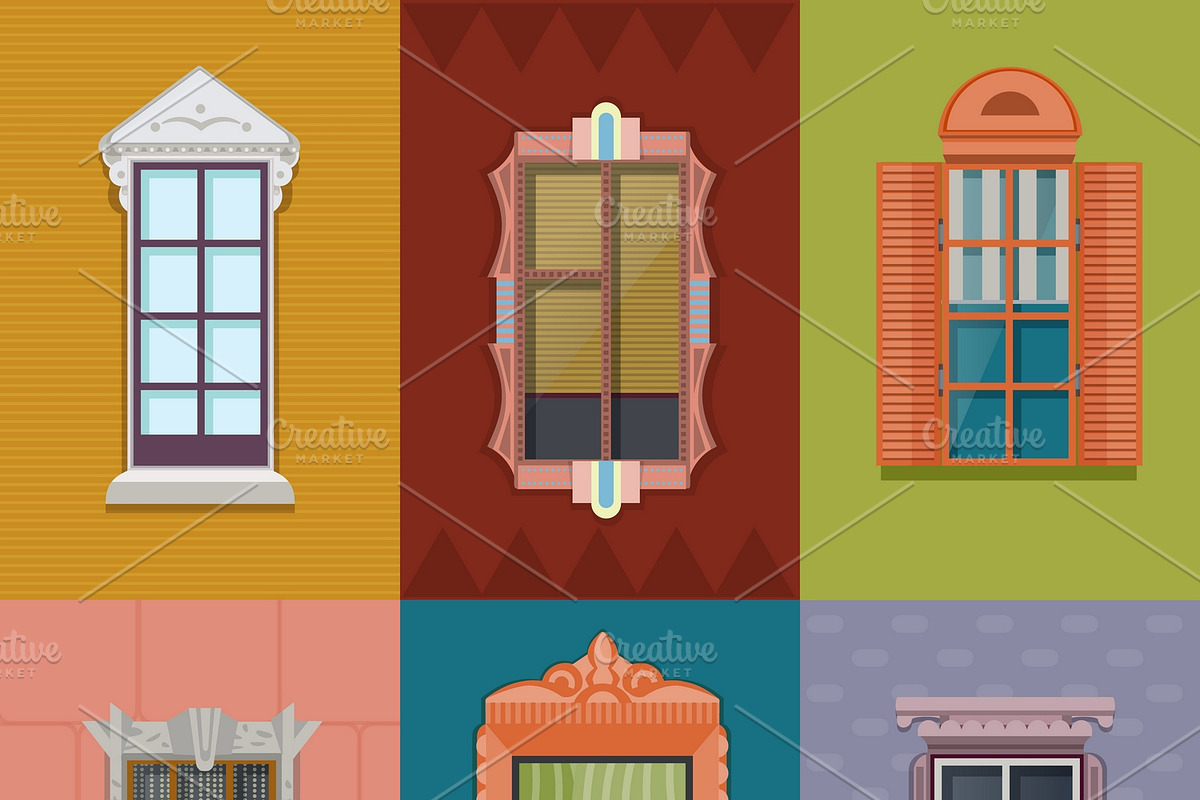 Colorful Windows Flat Collection in Illustrations - product preview 8