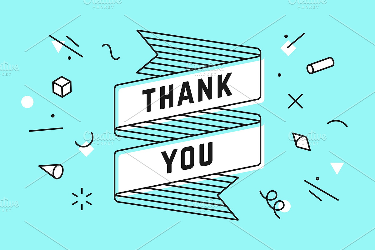 Thank You. Vintage ribbon banner in Illustrations - product preview 8