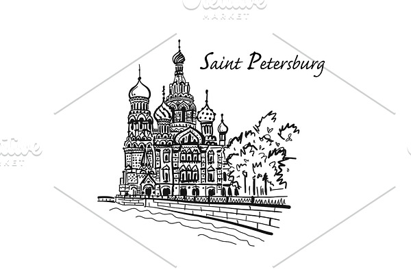 Saint Petersburg. Church of the Saviour on Spilled Blood. Russia. Sketch for your design