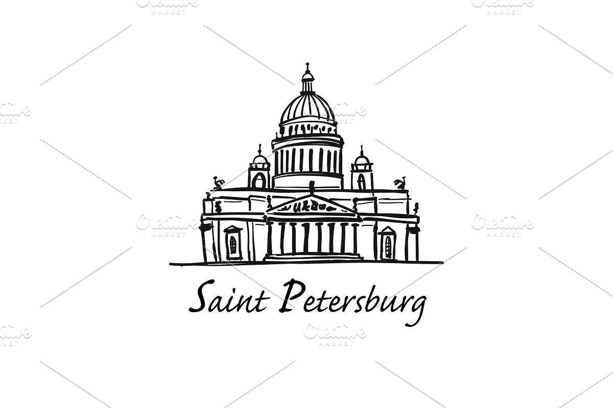 Saint Isaac's Cathedral of Saint Petersburg landmark, Russia. Vector illustration in Illustrations - product preview 8