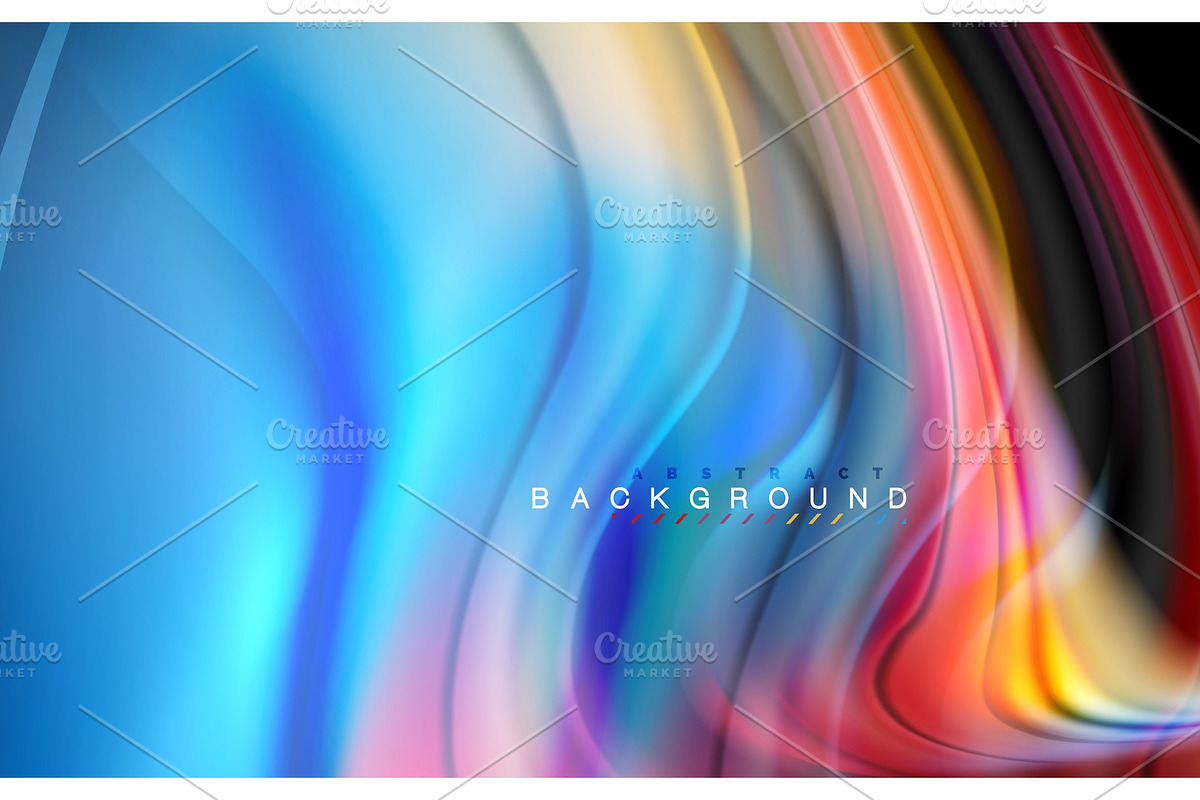 Fluid liquid colors design, colorful marble or plastic wavy texture background, glowing multicolored elements on black, for business or technology presentation or web brochure cover design, wallpaper in Illustrations - product preview 8