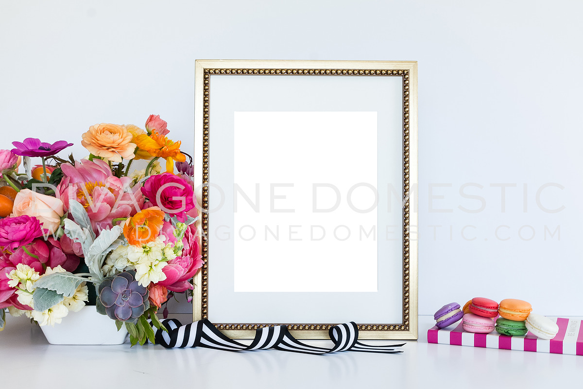 Styled Gold Poster Frame Mock Up in Print Mockups - product preview 8