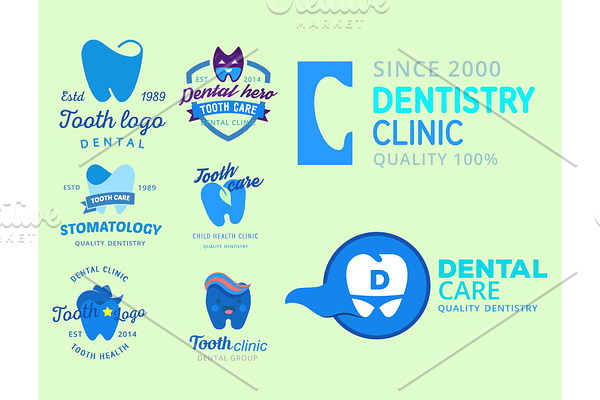 Vector dental logo protection template illustration stomatology mouth graphic oral element
