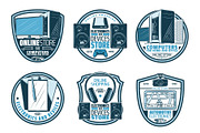 Electronic device retro badge of digital gadget