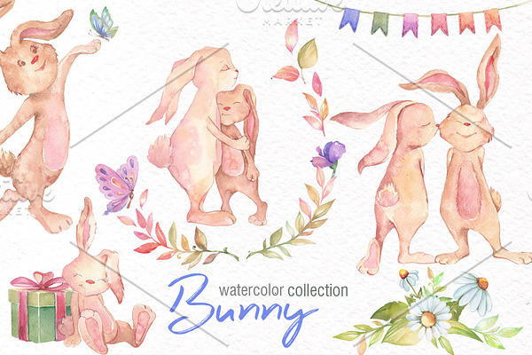 Watercolor Bunny Collection