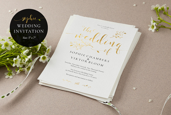 Gold Wedding Invitation Set, Sophie in Wedding Templates - product preview 1