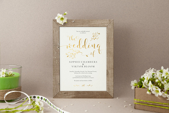Gold Wedding Invitation Set, Sophie in Wedding Templates - product preview 2