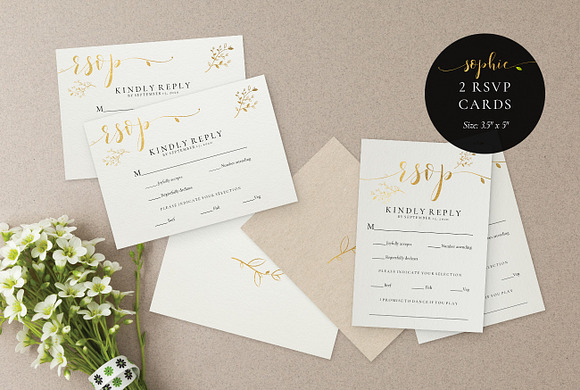 Gold Wedding Invitation Set, Sophie in Wedding Templates - product preview 4