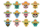 Day of the Dead skull icon, mexican holiday design