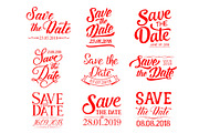 Save the Date lettering for wedding invitation