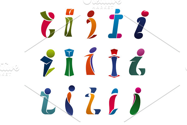 Modern font of alphabet letter I, branding design