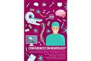 Neurology medicine conference banner with doctor