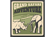 Safari animal retro poster of hunting sport design