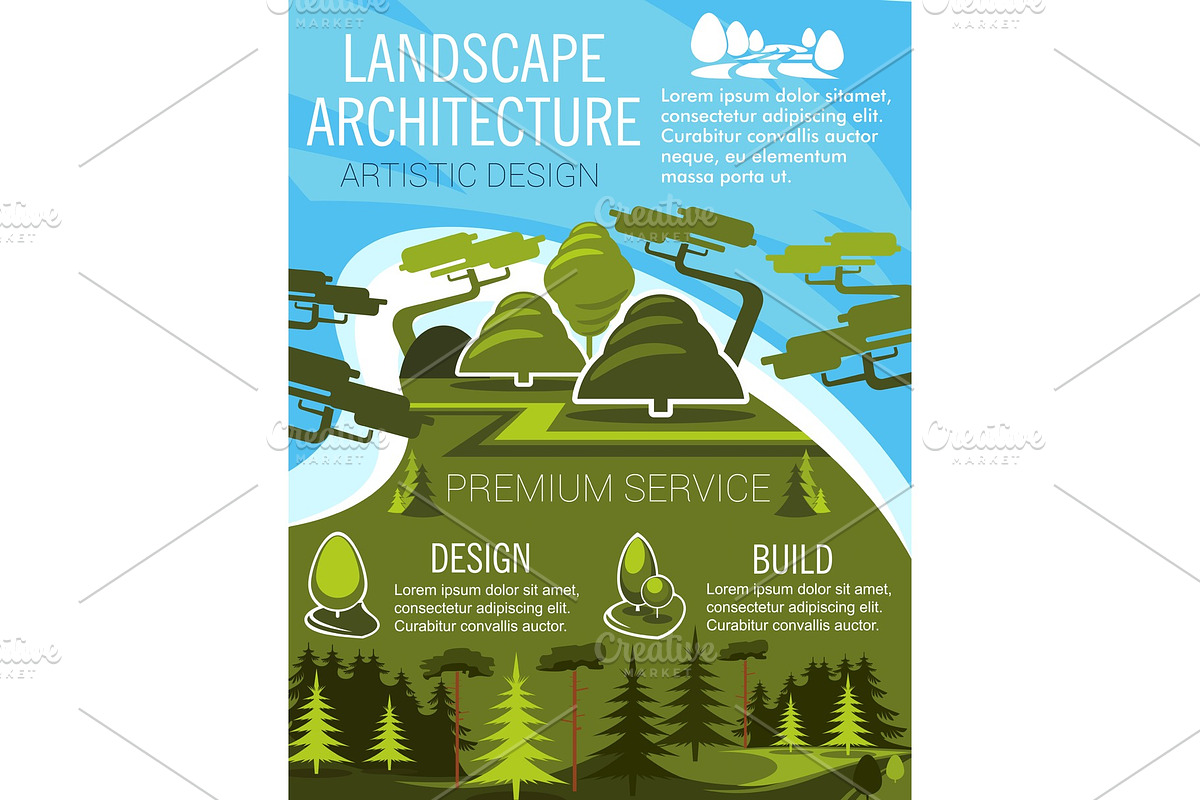 Landscape design banner with eco park green tree in Illustrations - product preview 8