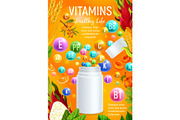 Vitamin and mineral for healthy life banner design
