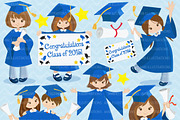 Graduation in blue clipart AMB-864