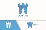 Vector castle and arrow up logo  