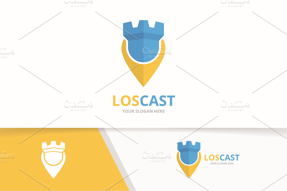 Vector castle and map pointer logo   in Logo Templates - product preview 8