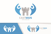 Vector castle and people logo  
