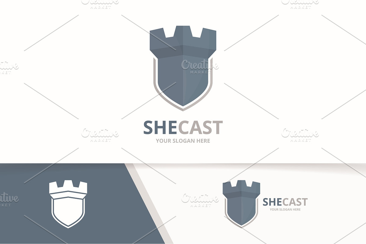 Vector castle and shield logo   in Logo Templates - product preview 8