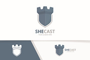Vector castle and shield logo  