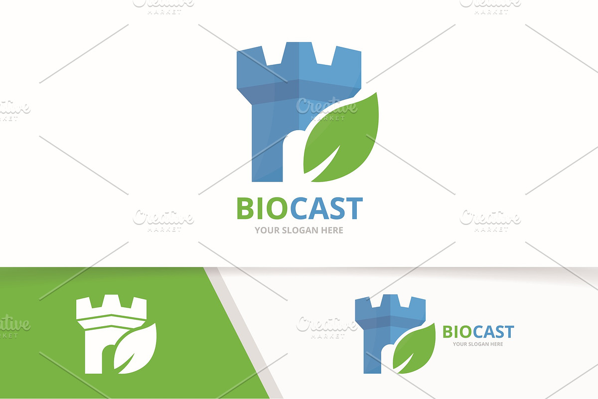Vector castle and leaf logo   in Logo Templates - product preview 8
