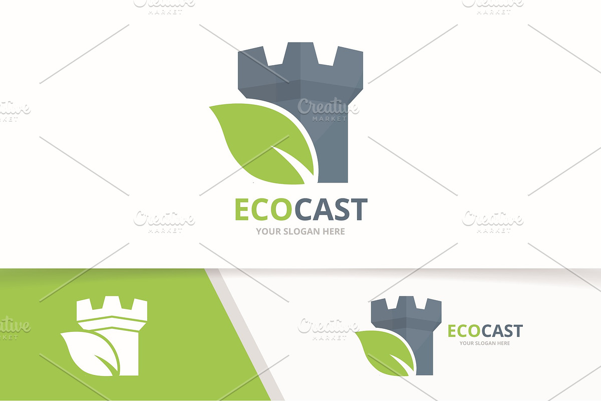 Vector castle and leaf logo  in Logo Templates - product preview 8