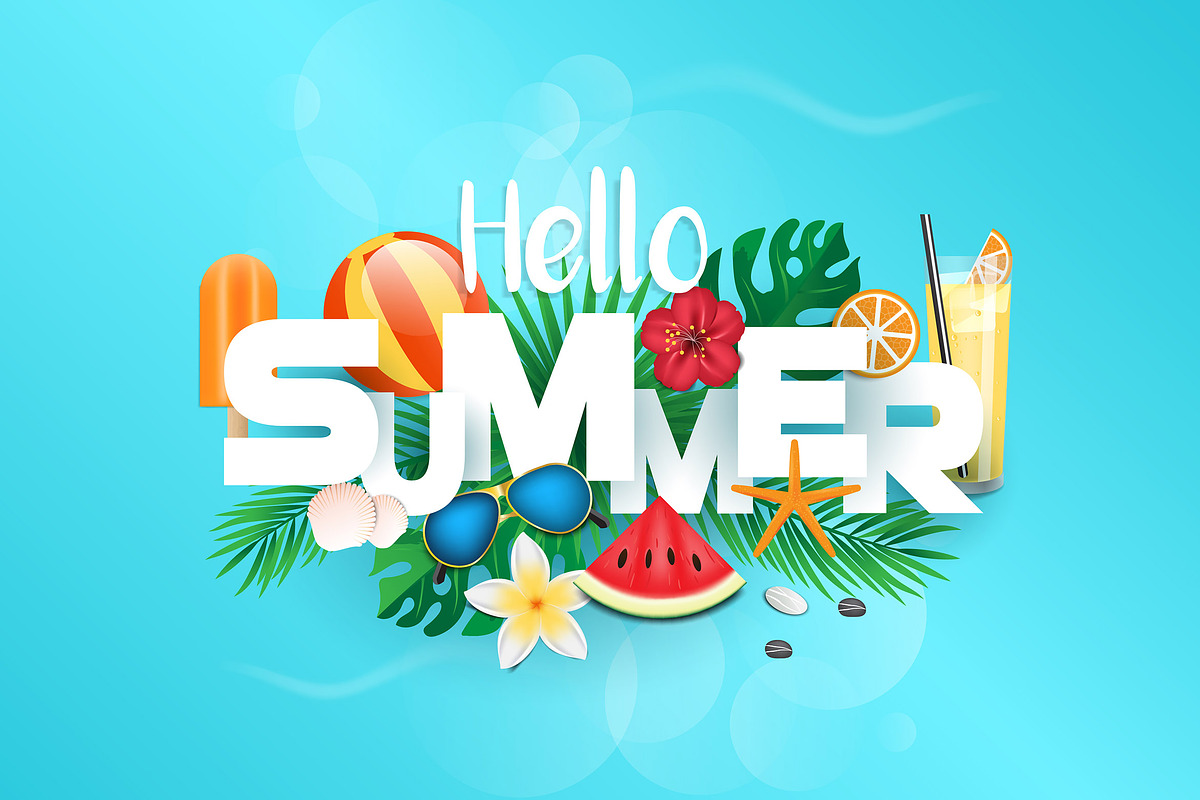 Hello Summer typographic in Illustrations - product preview 8