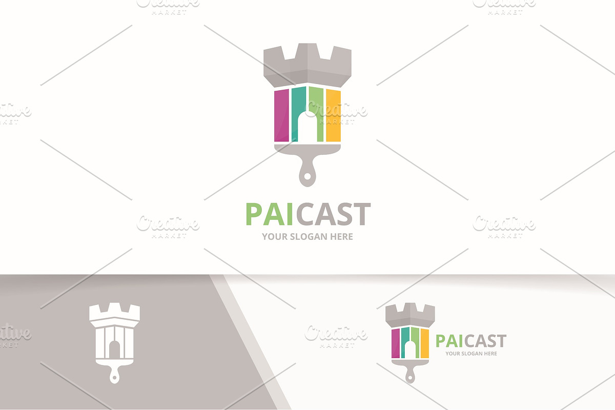 Vector castle and brush logo   in Logo Templates - product preview 8
