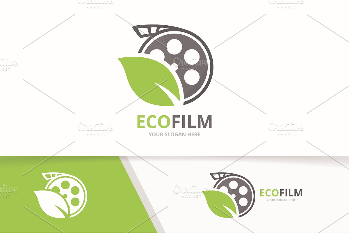 Vector movie and leaf logo   in Logo Templates - product preview 8