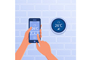 Smart thermostat as smart home concept.