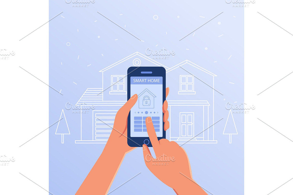 A smartphone with smart home settings and controllers system. in Illustrations - product preview 8