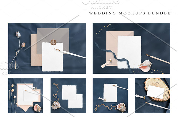 BLUE. WEDDING MOCKUPS BUNDLE. in Product Mockups - product preview 1