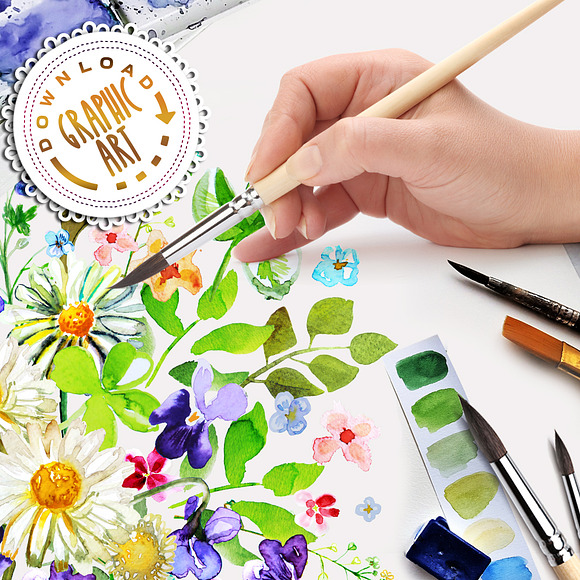 Watercolor Bouquet Clipart Handpaint in Illustrations - product preview 4