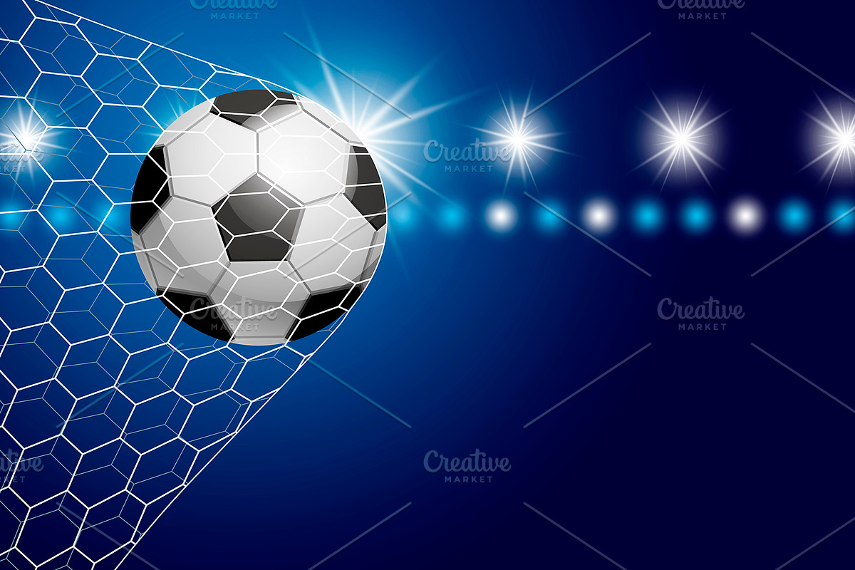 Soccer ball in goal with spotlight in Illustrations - product preview 8