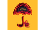 Autumn 3d paper cut umbrella.