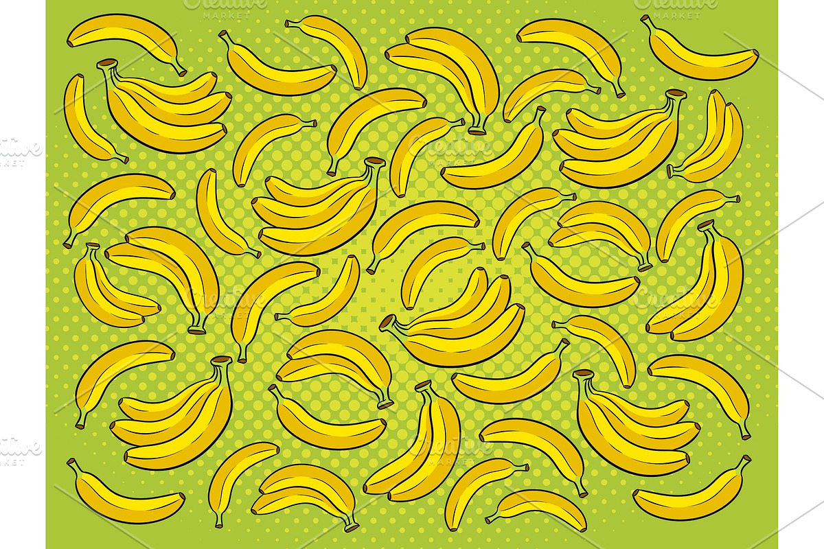 Banana background cartoon vector illustration in Illustrations - product preview 8
