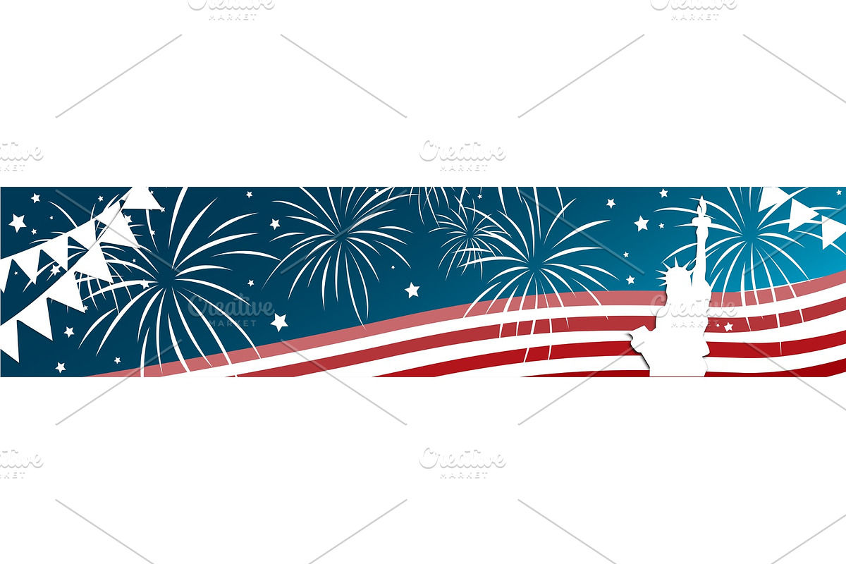 Independence day of the usa 4 th july banner in Objects - product preview 8
