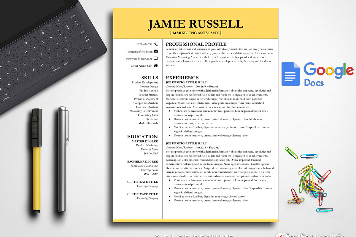 Professional Resume Google Docs in Resume Templates - product preview 8