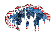 Paper cut banner for Independence Day July 4 USAPaper cut banner for Independence Day July 4 USA