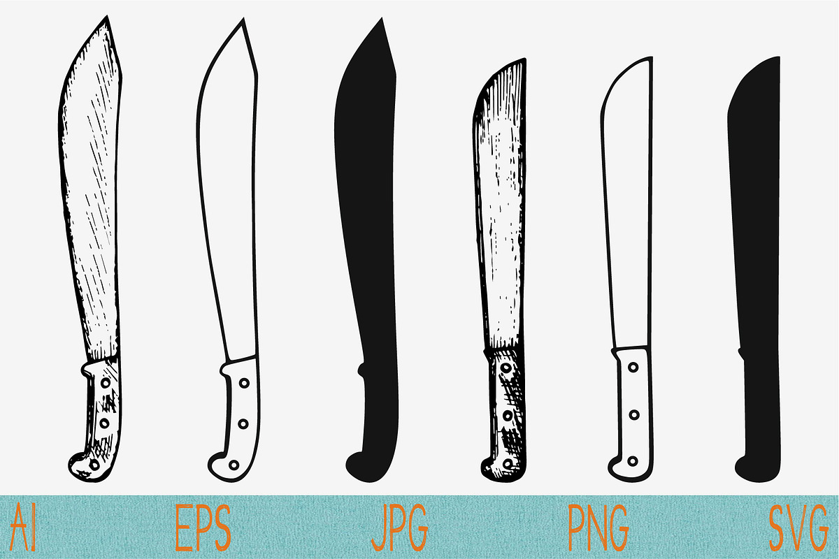 machete knife set vector svg png in Objects - product preview 8