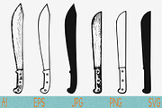 machete knife set vector svg png