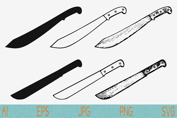 machete knife set vector svg png in Objects - product preview 1