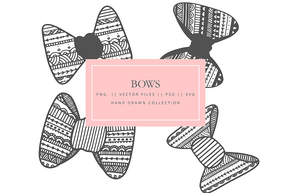 Tribal bows hand drawn designs in Objects - product preview 1