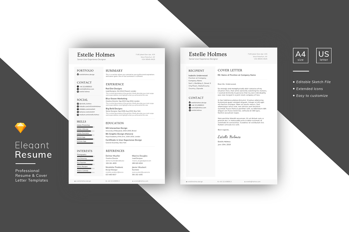 Designer Resume Template Sketch File in Resume Templates - product preview 8